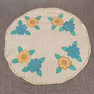 Handmade Vintage Embroidered Table Cloth Furniture Cover Cottagecore Boho